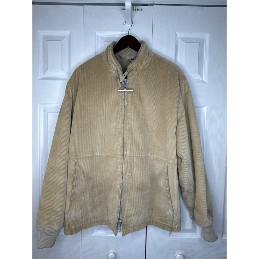 Vtg Mighty Mac Corduroy Jacket 42 T-Bar Zipper Sherpa Lined Out O Gloucester USA